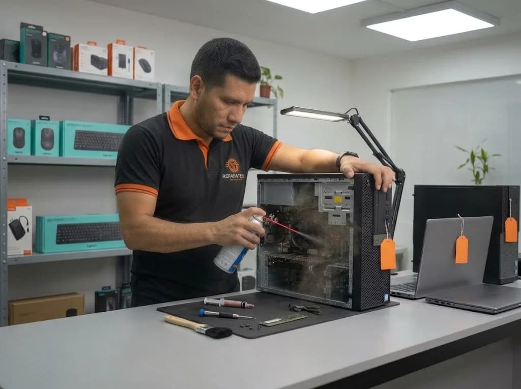 Mantenimiento preventivo de computadoras de oficina en el taller
